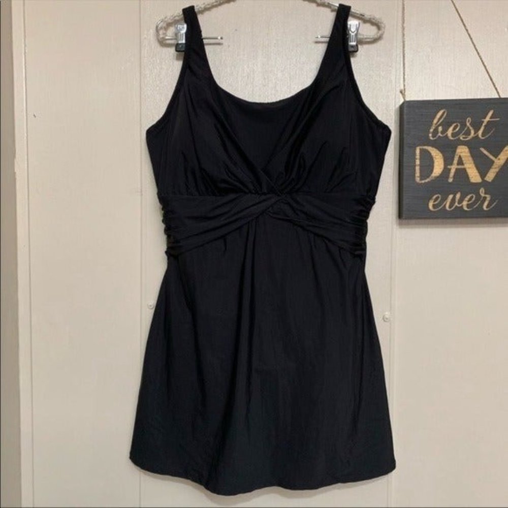 Lands End UNDERWIRE WRAP Swim Dress BACK - Picture 3 of 7